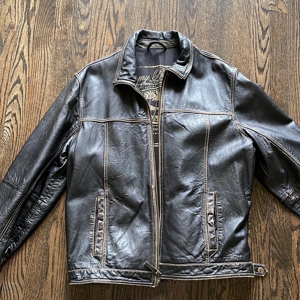 Tommy Bahama Mens Leather Bomber Jacket